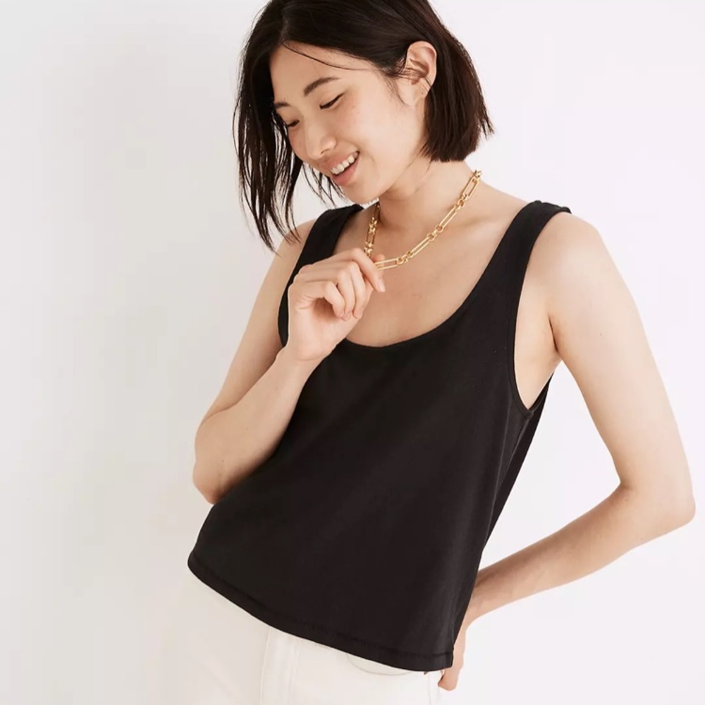 Madewell Boxy Crop Tank Black NWOT